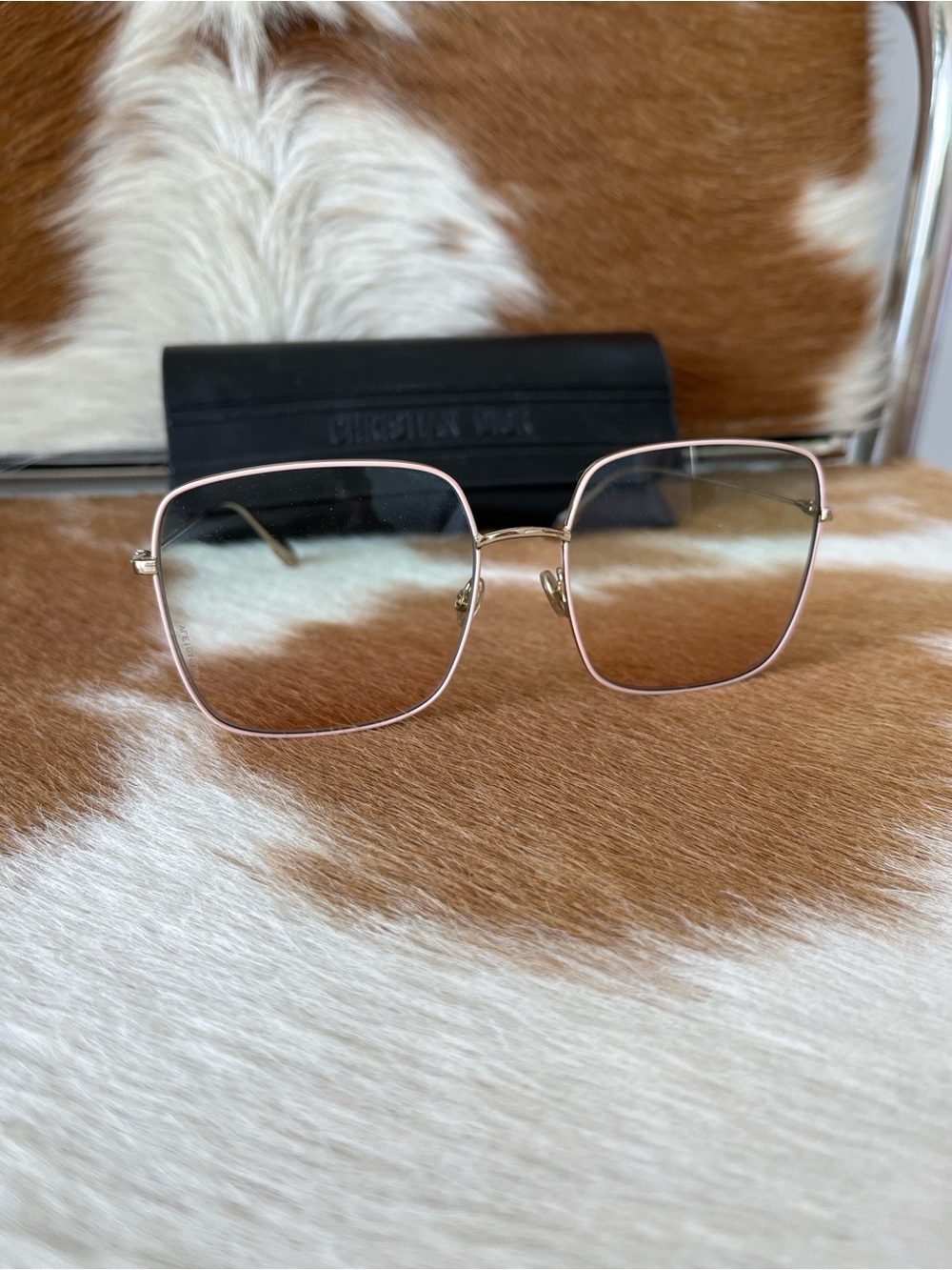 Dior Pink Gold Square Gradient Sunglasses